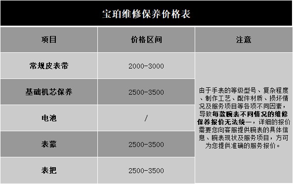 深圳宝珀保养价格表（宝珀保养费用明细）（图）